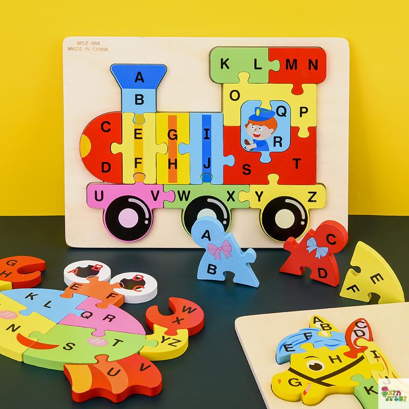 Dimensional jigsaw children boys and girls early education educational toys traffic animals alphanumeric wooden puzzle board