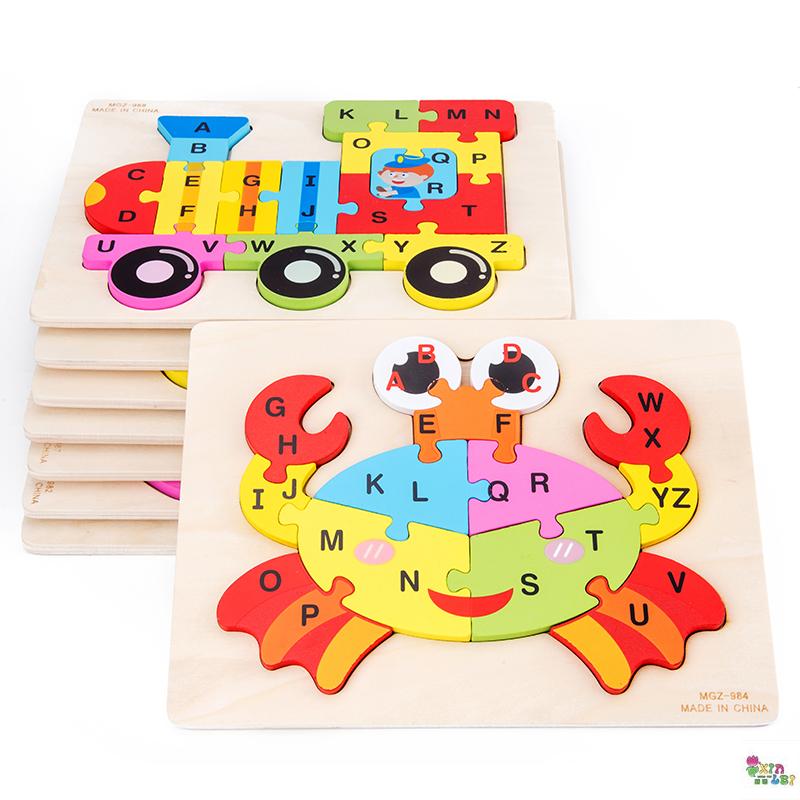 Dimensional jigsaw children boys and girls early education educational toys traffic animals alphanumeric wooden puzzle board