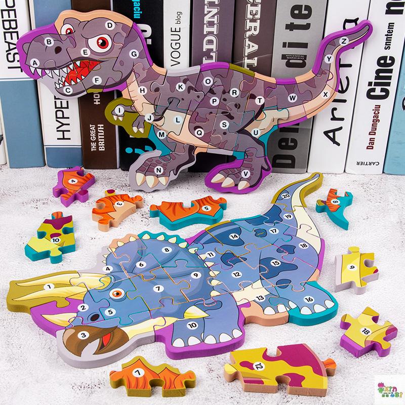 Wooden jigsaw dinosaur child boy and girl puzzle puzzle intelligence development early education toys 3-6 years old