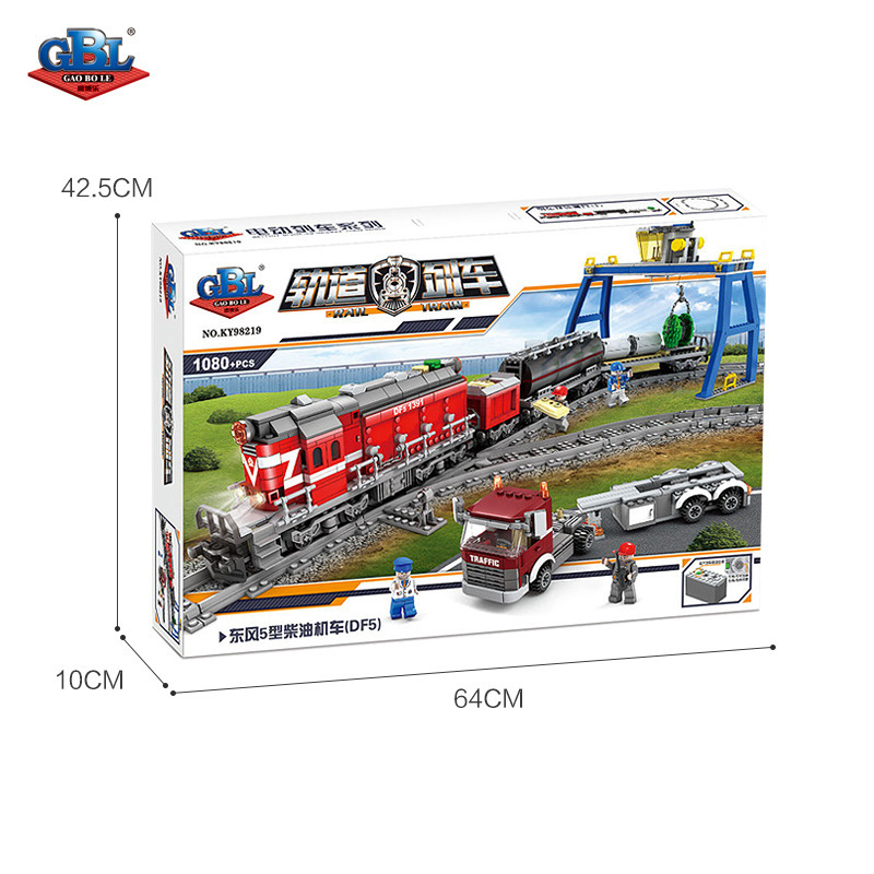 Kazi 98219-20 Electric Rail Train Dongfeng Diesel Diesel Locomotive Children Assembling Building Blocks Train Toy