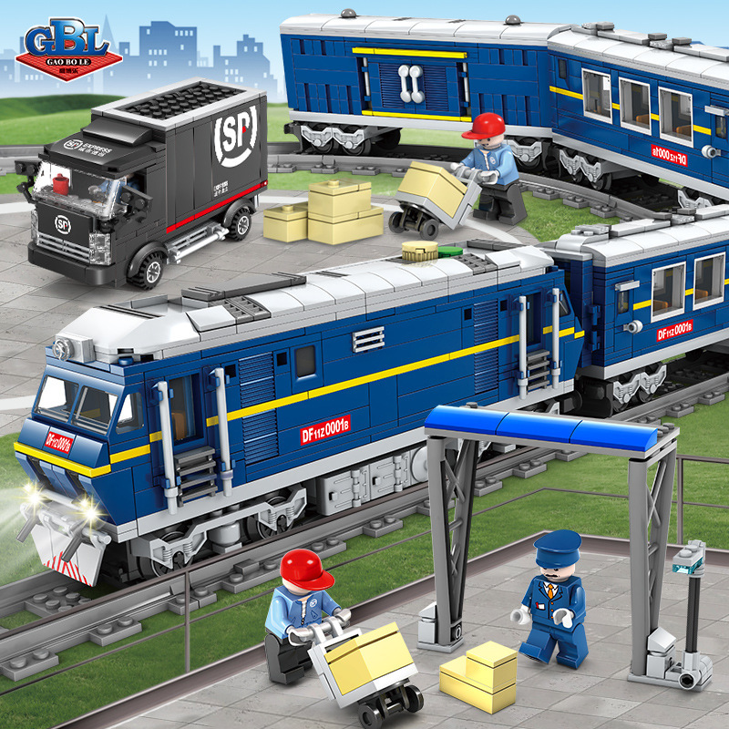 Kazi 98219-20 Electric Rail Train Dongfeng Diesel Diesel Locomotive Children Assembling Building Blocks Train Toy