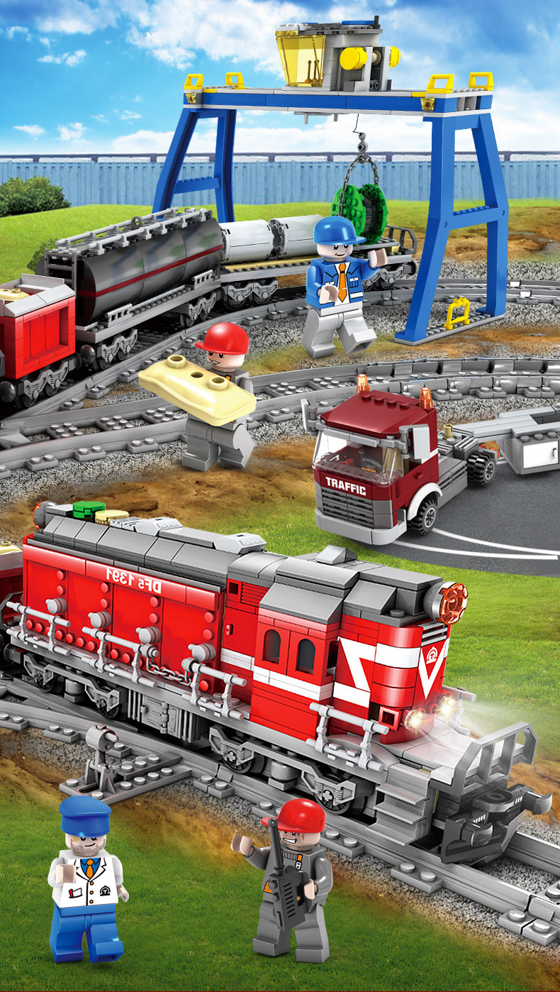 Kazi 98219-20 Electric Rail Train Dongfeng Diesel Diesel Locomotive Children Assembling Building Blocks Train Toy Kazi 98219-20 Electric Rail Train Dongfeng Diesel Diesel Locomotive Children Assembling Building Blocks Train Toy