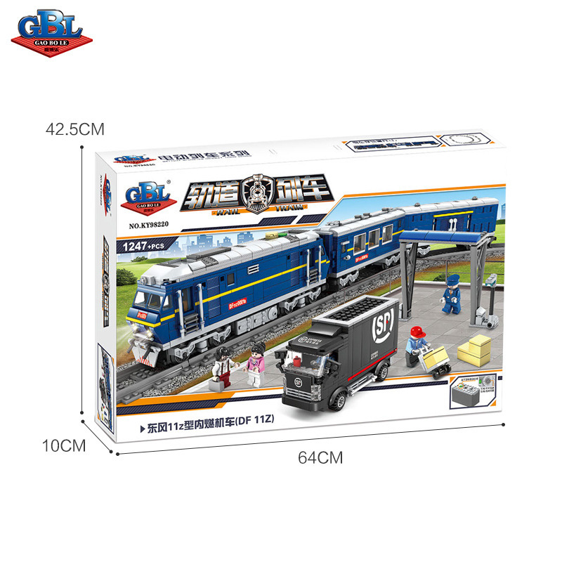 Kazi 98219-20 Electric Rail Train Dongfeng Diesel Diesel Locomotive Children Assembling Building Blocks Train Toy