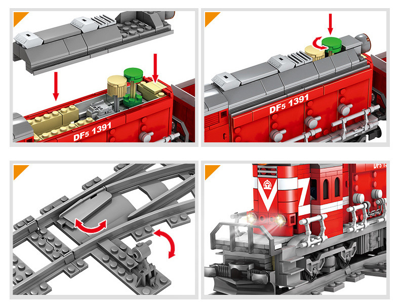 Kazi 98219-20 Electric Rail Train Dongfeng Diesel Diesel Locomotive Children Assembling Building Blocks Train Toy Kazi 98219-20 Electric Rail Train Dongfeng Diesel Diesel Locomotive Children Assembling Building Blocks Train Toy