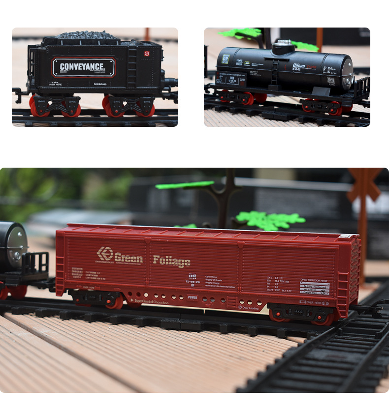 Children's Simulation Electric Track Will Smoke Classical Model High-Speed Rail Trailer Small Train Retro Steam Toy
