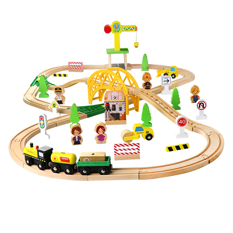 Edwone70p Wooden Track Train Toy Children&#039;s Toy Wooden Rail Car Small Train Wholesale E21a17