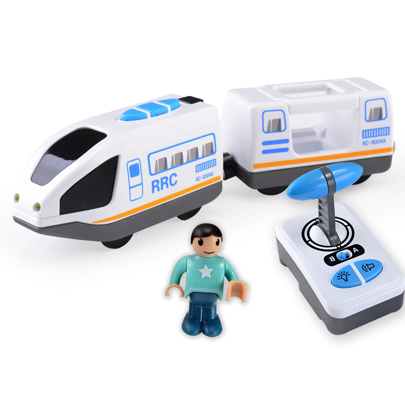 Zhilemiao Magnetic Electric Remote Control Train Compatible with Thomas Wooden Track Train Power Car Head Toy