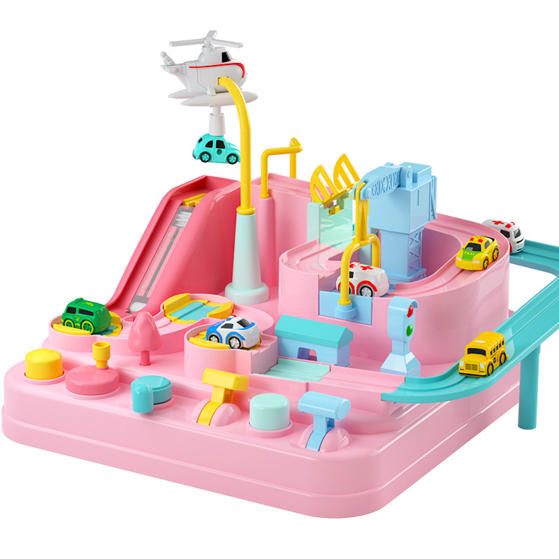 Free Shipping Douyin Online Influencer Baby Girls&#039; Toy Rail Car Car Small Train Crossing the Gate Adventure Intelligence Brain