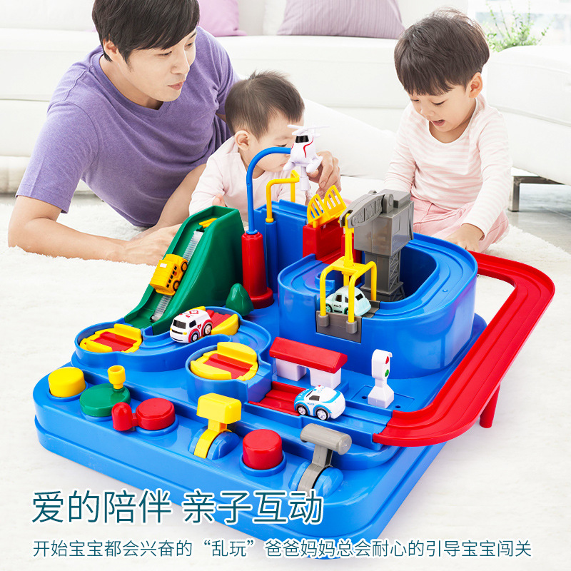 Car Entrance Adventure TikTok Same Small Train Rail Car Parking Lot Children&#039;s Toy New Year Gift