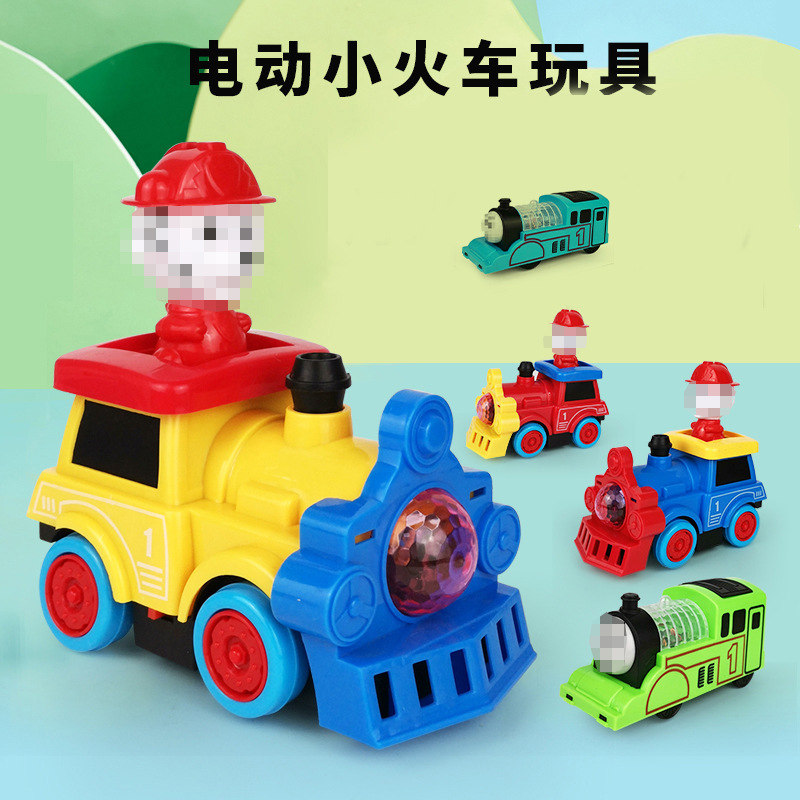 Light-Emitting Toy Small Train Electric Universal Wheel Colorful Light Model Children&#039;s Car Stall Toy