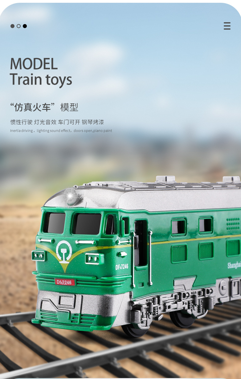 Linghui Simulation Inertia Green Leather Train with Sound and Light Children Boys' Train Toy Linghui Simulation Inertia Green Leather Train with Sound and Light Children Boys' Train Toy