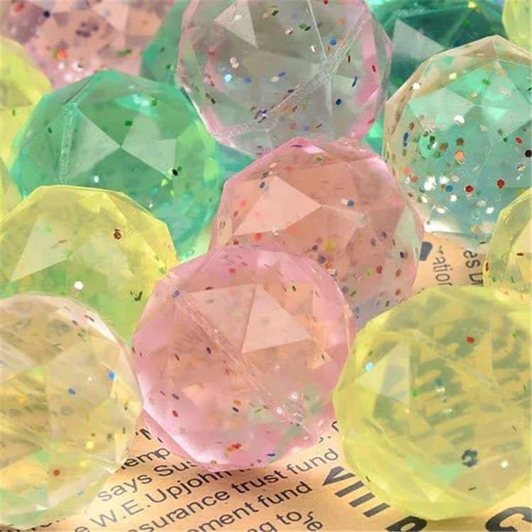 No. 32 Rubber Bouncy Ball Transparent Diamond Rhombus Bouncing Ball One Yuan Gashapon Machine Special-Purpose Ball Will Be Floating Ball