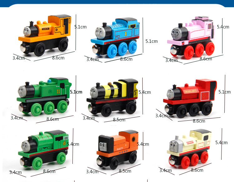 Wooden Magnetic Train Children's Rail Car Model Toy Cake Decoration Supplies