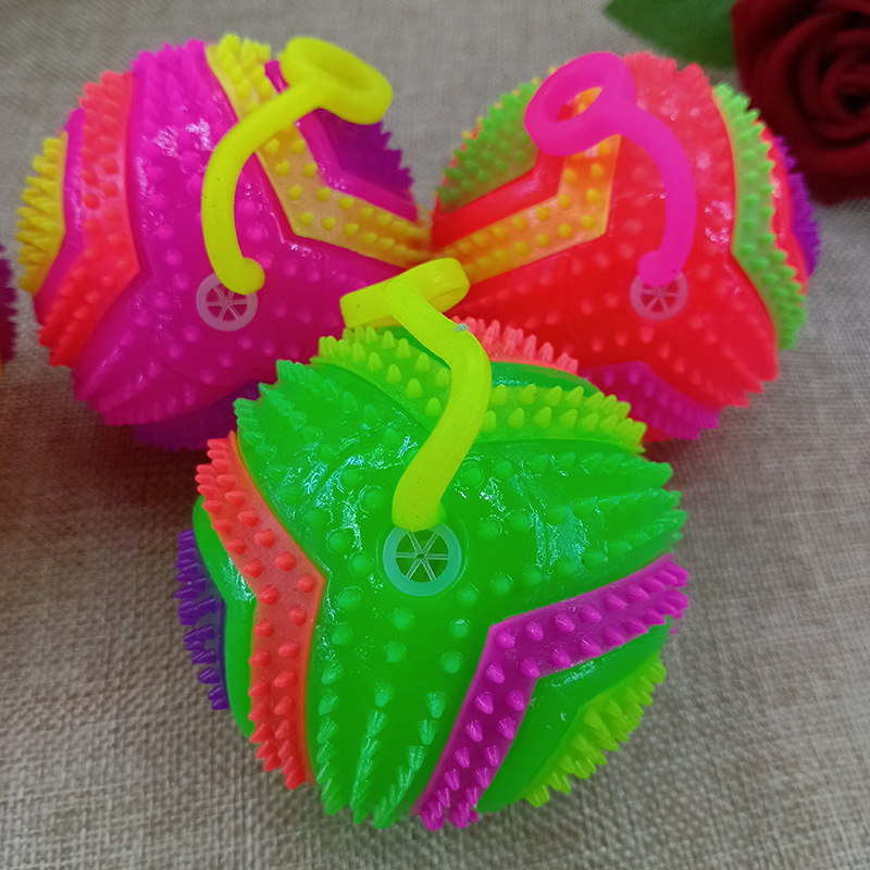 Glowing massage ball 7.5 cm bouncy ball flashing heart football with string and whistle piercing ball Glowing children 's toy Glowing massage ball 7.5 cm bouncy ball flashing heart football with string and whistle piercing ball Glowing children 's toy