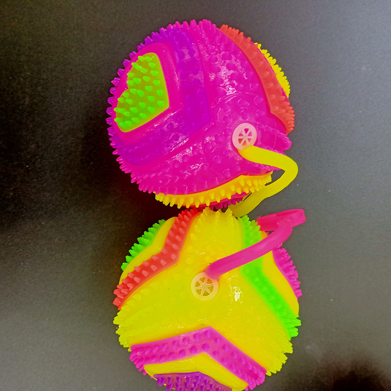 Glowing massage ball 7.5 cm bouncy ball flashing heart football with string and whistle piercing ball Glowing children 's toy Glowing massage ball 7.5 cm bouncy ball flashing heart football with string and whistle piercing ball Glowing children 's toy