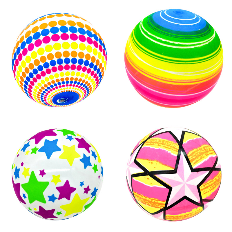 Large Elastic Ball Colorful Ball 22cm Colorful Cool Children&#039;s Inflatable Toy Bouncy Ball