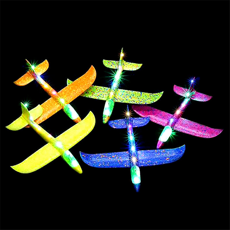 Factory Wholesale Toy Model Bubble Plane 48cm Hand Throw Plane Model Airplane Children Glider Luminous Toys