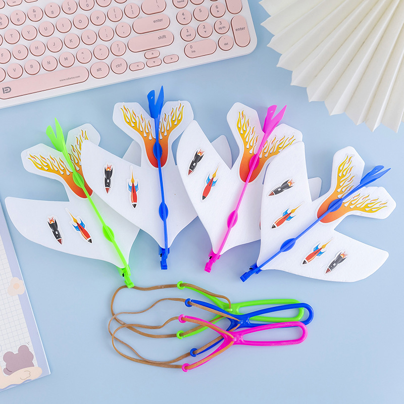 Light-Emitting Slingshot Catapult Plane Square Stall Catapult Light-Emitting Toy Flash Elastic Plane Children Outdoor Toy