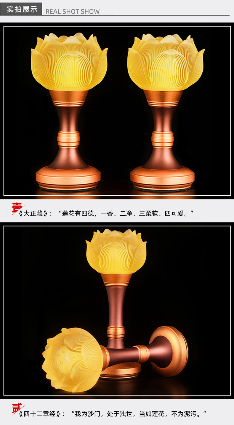 Factory Direct Sales Led Colorful Lotus Lights Color-Changing Colored Glaze Lotus Lamp Pilot Lamp Buddha Worshiping Lamp Buddha Front Lantern Plug-in