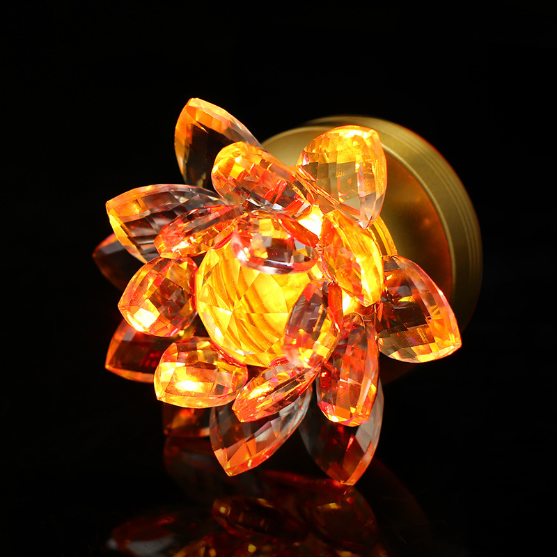 Lotus Lantern  Household Crystal Led Buddha Lamp Buddha Front Lantern Pilot Lamp Guanyin Colorful Lotus Lamp