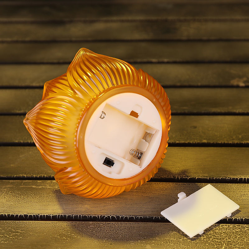 . Colored Glaze Lotus Lamp Battery Simulation Butter Lamp Electric Candle Buddha Lamp Guanyin Lamp Lotus Lantern