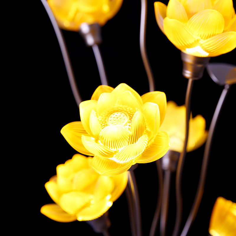 Miaolian Hua Buddha Supplies Factory Wholesale Led Colorful Crystal Plug-in Pilot Lamp Seven Star Light Lotus Lantern