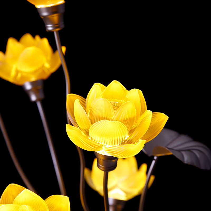 Miaolian Hua Buddha Supplies Factory Wholesale Led Colorful Crystal Plug-in Pilot Lamp Seven Star Light Lotus Lantern