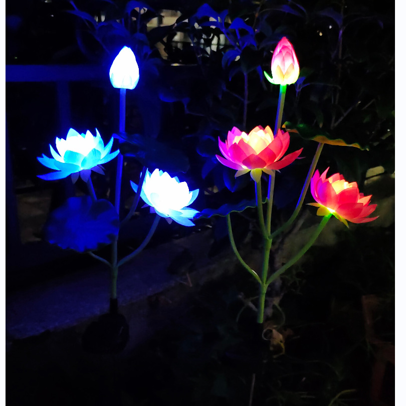 Solar Color Color Changing Lotus Festive Lantern Led Floor Outlet Lotus Lotus Lamp Festive Lantern Decoration Lawn Lamp 3led Simulation Festive Lantern Festive Lantern
