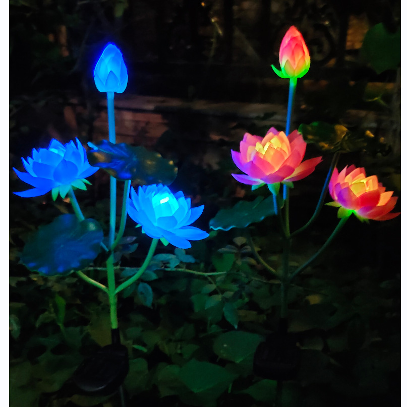 Solar Color Color Changing Lotus Festive Lantern Led Floor Outlet Lotus Lotus Lamp Festive Lantern Decoration Lawn Lamp 3led Simulation Festive Lantern Festive Lantern