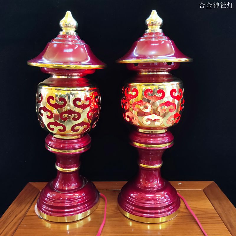 Yiwu Factory Direct Sales Buddhist Supplies Buddha Front Lantern Black Red Lotus Lantern