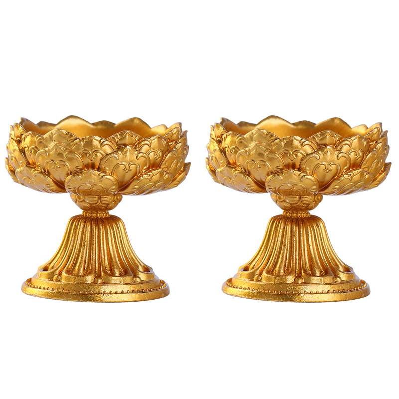Pure Copper Buddha Front Lantern Lotus Butter Lamp Holder Worship Buddhist Home Indoor Insulation Candle Holder High Feet