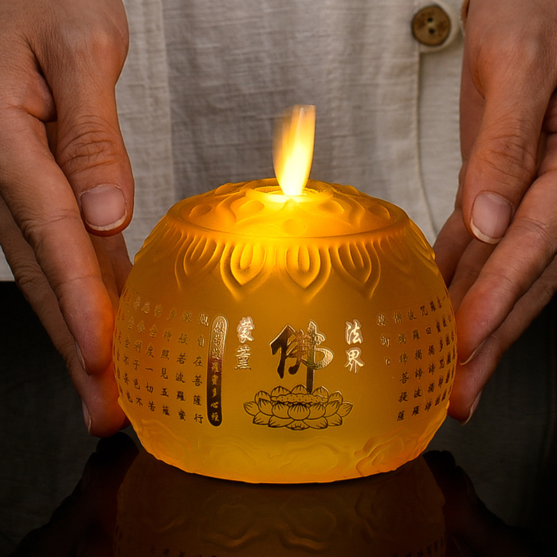 Battery Type Buddha Worshiping Lamp Led Lotus Lamp Lamp for Buddha Worship Changming Lamp Lotus Lantern