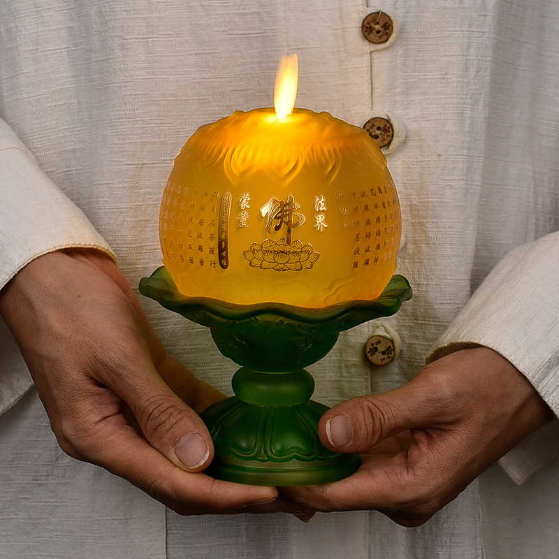 Battery Type Buddha Worshiping Lamp Led Lotus Lamp Lamp for Buddha Worship Changming Lamp Lotus Lantern