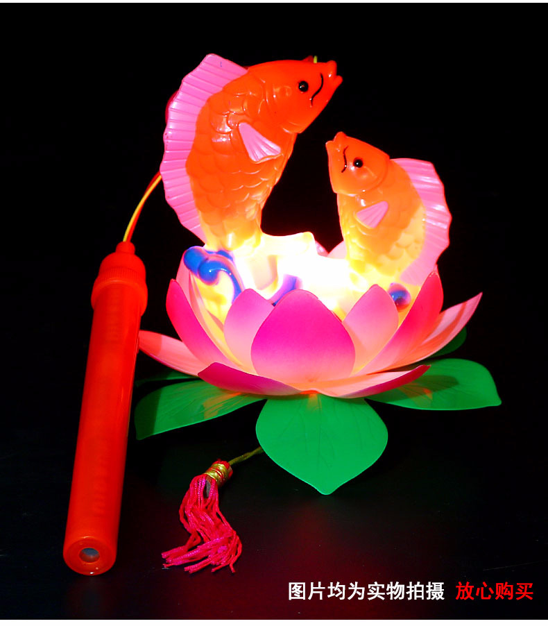 Spring Festival Lantern Portable Music Lotus Lantern Traditional Court Revolving Scenic Lantern Lantern Stall Night Market