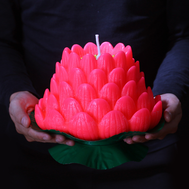 Free Shipping Five Fu Lotus Candles Buddhist Supplies Wish Lotus Butter Lamp Sets with Religious Lotus Lantern