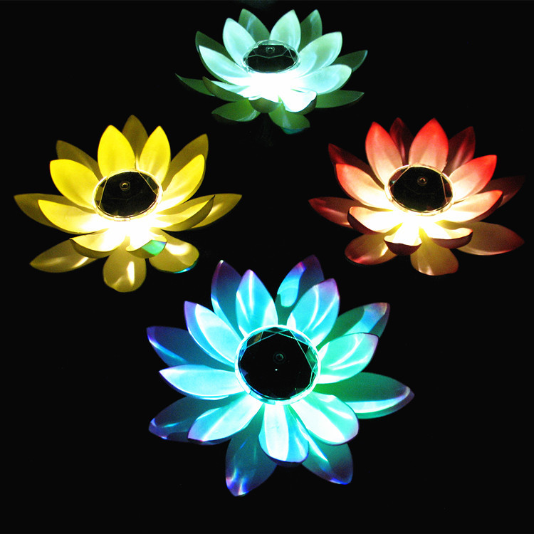 Lotus Lantern Direct Sales Solar Lotus Lamp Led Lotus Pool Landscape Decoration Colorful Monochrome Can Be Formulated