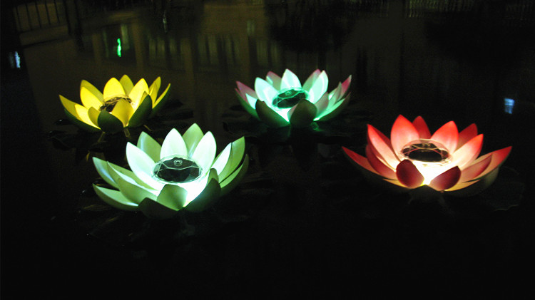 Lotus Lantern Direct Sales Solar Lotus Lamp Led Lotus Pool Landscape Decoration Colorful Monochrome Can Be Formulated