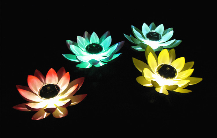 Lotus Lantern Direct Sales Solar Lotus Lamp Led Lotus Pool Landscape Decoration Colorful Monochrome Can Be Formulated