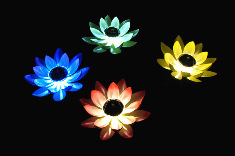 Lotus Lantern Direct Sales Solar Lotus Lamp Led Lotus Pool Landscape Decoration Colorful Monochrome Can Be Formulated