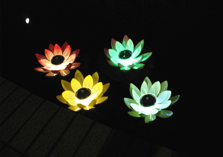 Lotus Lantern Direct Sales Solar Lotus Lamp Led Lotus Pool Landscape Decoration Colorful Monochrome Can Be Formulated
