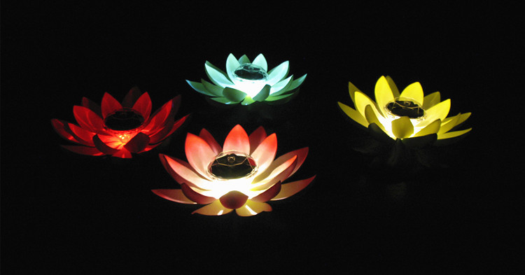 Lotus Lantern Direct Sales Solar Lotus Lamp Led Lotus Pool Landscape Decoration Colorful Monochrome Can Be Formulated