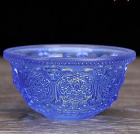 Colored Glaze Eight Auspicious Symbols Offering Water Bowl Buddha Worshiping Lamp Butter Lamp Lotus Lantern