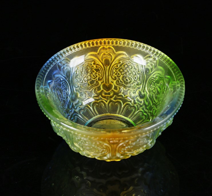 Colored Glaze Eight Auspicious Symbols Offering Water Bowl Buddha Worshiping Lamp Butter Lamp Lotus Lantern