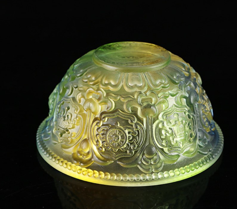 Colored Glaze Eight Auspicious Symbols Offering Water Bowl Buddha Worshiping Lamp Butter Lamp Lotus Lantern