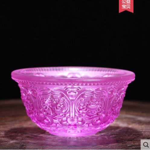 Colored Glaze Eight Auspicious Symbols Offering Water Bowl Buddha Worshiping Lamp Butter Lamp Lotus Lantern