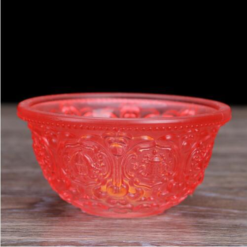 Colored Glaze Eight Auspicious Symbols Offering Water Bowl Buddha Worshiping Lamp Butter Lamp Lotus Lantern