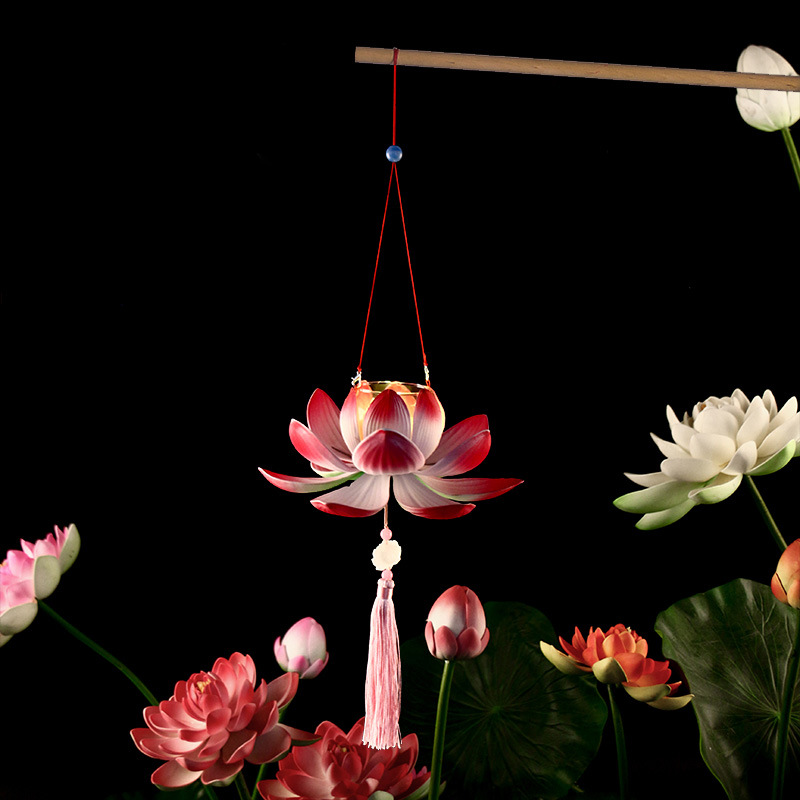 Mid-Autumn Festival Portable Lotus Festive Lantern GD Ancient Style Portable Festive Lantern Hanfu Lotus Lantern