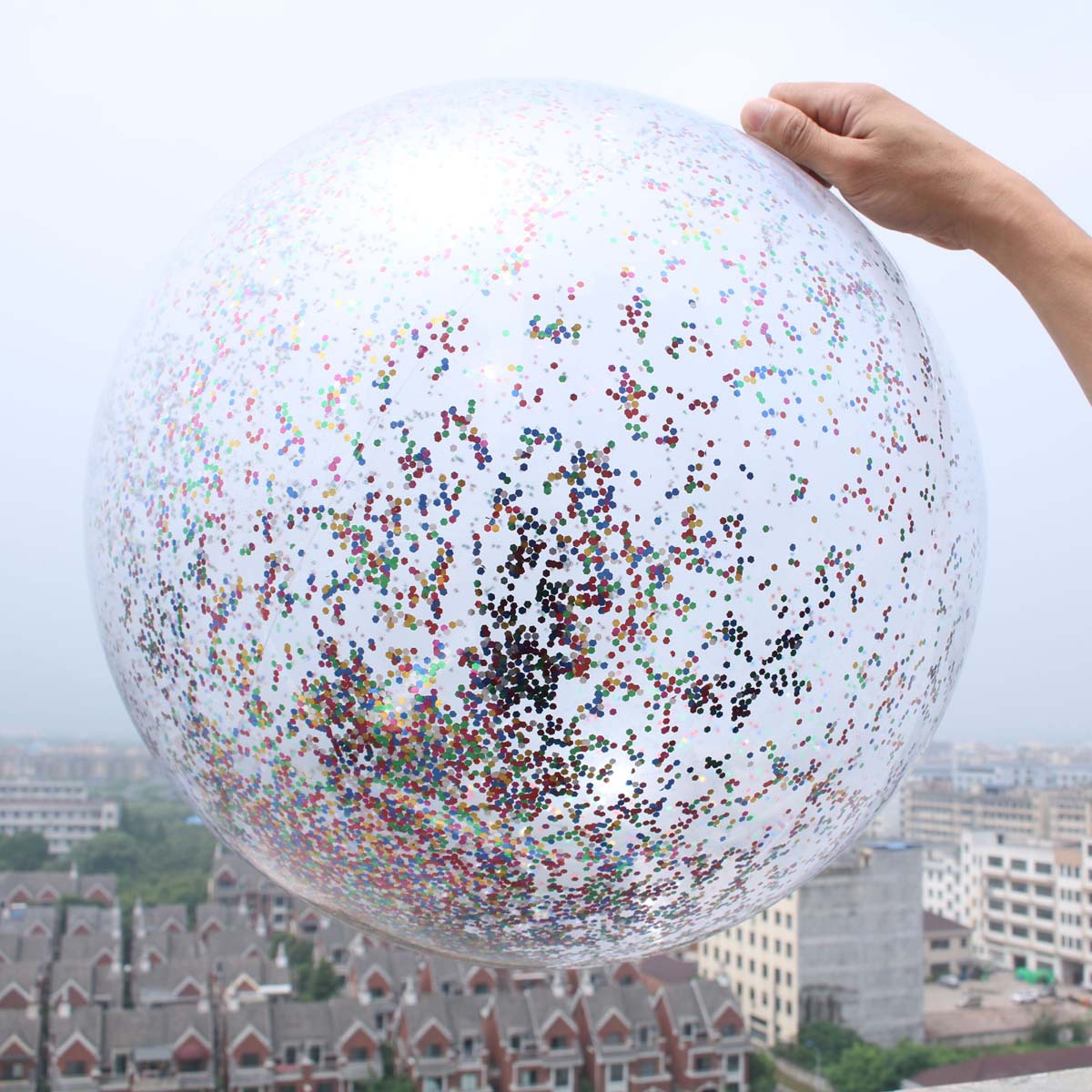 Inflatable toys Cross-Border PVC Inflatable Beach Ball Transparent Sequin Ball Inflatable Beach Ball Toy Perennial Spot