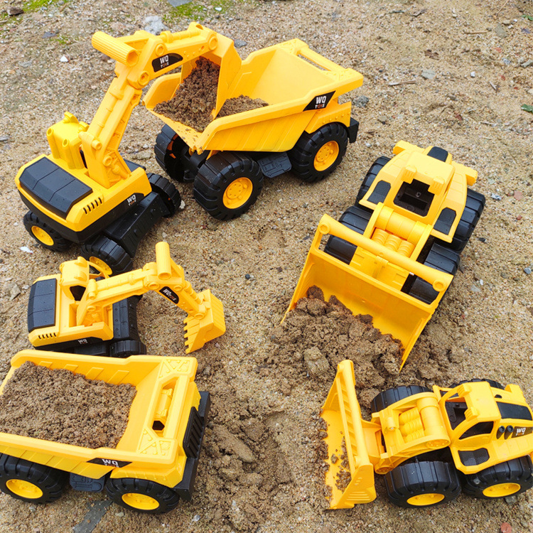 Large Engineering Vehicle Set Simulation Drop-Resistant Soil Digging Machine Sliding Children Boy Beach Toy Car Stall Hot Sale