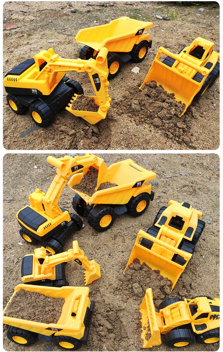 Large Engineering Vehicle Set Simulation Drop-Resistant Soil Digging Machine Sliding Children Boy Beach Toy Car Stall Hot Sale